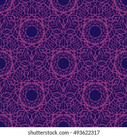 Elegant seamless pattern with Mandala and floral elements. Nice hand-drawn vector illustration