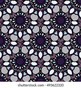 Elegant seamless pattern with Mandala and floral elements. Nice hand-drawn vector illustration