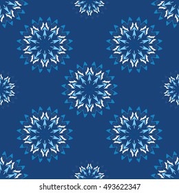 Elegant seamless pattern with Mandala and floral elements. Nice hand-drawn vector illustration