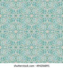 Elegant seamless pattern with Mandala and floral elements. Nice hand-drawn illustration