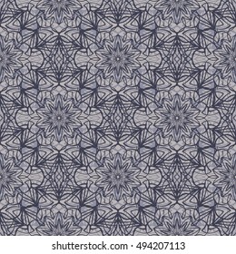 Elegant seamless pattern with Mandala and floral elements. Nice hand-drawn illustration