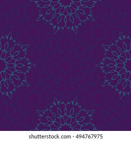 Elegant seamless pattern with Mandala and floral elements. Nice hand-drawn vector illustration