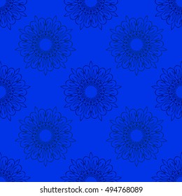 Elegant seamless pattern with Mandala and floral elements. Nice hand-drawn vector illustration