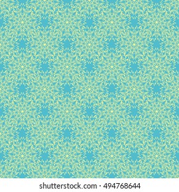 Elegant seamless pattern with Mandala and floral elements. Nice hand-drawn vector illustration