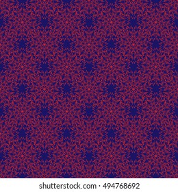Elegant seamless pattern with Mandala and floral elements. Nice hand-drawn vector illustration