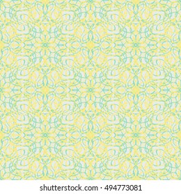 Elegant seamless pattern with Mandala and floral elements. Nice hand-drawn vector illustration