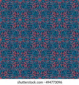 Elegant seamless pattern with Mandala and floral elements. Nice hand-drawn vector illustration