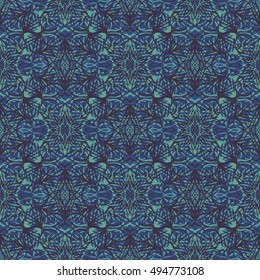Elegant seamless pattern with Mandala and floral elements. Nice hand-drawn vector illustration