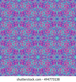 Elegant seamless pattern with Mandala and floral elements. Nice hand-drawn vector illustration