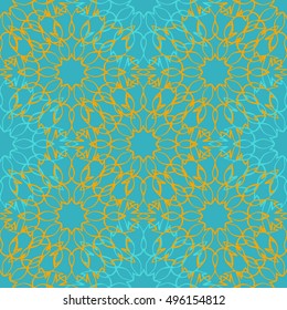 Elegant seamless pattern with Mandala and floral elements. Nice hand-drawn illustration