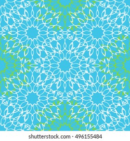 Elegant seamless pattern with Mandala and floral elements. Nice hand-drawn illustration
