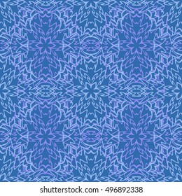 Elegant seamless pattern with Mandala and floral elements. Nice han-drawn vector illustration