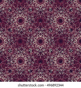 Elegant seamless pattern with Mandala and floral elements. Nice han-drawn vector illustration