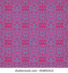 Elegant seamless pattern with Mandala and floral elements. Nice han-drawn vector illustration