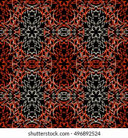 Elegant seamless pattern with Mandala and floral elements. Nice han-drawn vector illustration