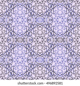 Elegant seamless pattern with Mandala and floral elements. Nice han-drawn vector illustration