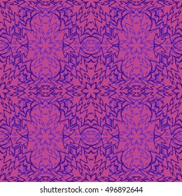 Elegant seamless pattern with Mandala and floral elements. Nice han-drawn vector illustration