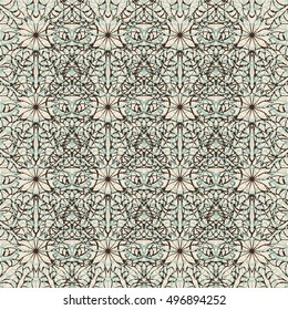 Elegant seamless pattern with Mandala and floral elements. Nice han-drawn vector illustration