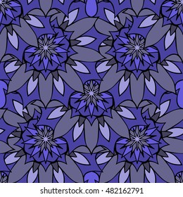 Elegant seamless pattern with Mandala-like elements. Nice and colorful vector illustration
