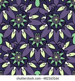 Elegant seamless pattern with Mandala-like elements. Nice and colorful vector illustration