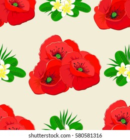 Elegant seamless pattern with many decorative flowers on beige background. Colorfil elements for design. Vector floral pattern for wedding invitations, greeting cards, print, gift wrap or textile.