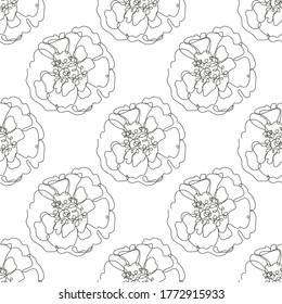 Elegante y sin fisuras con flores de color marrón, elementos de diseño. Patrón floral para invitaciones, tarjetas, impresiones, envoltura de regalo, manufactura, textiles, tela, papel pintado. Estilo de arte de línea continuo