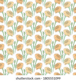 Elegante y sin fisuras con flores de color marrón, elementos de diseño. Patrón floral para invitaciones, tarjetas, impresiones, envoltura de regalo, manufactura, textiles, tela, papel pintado. Estilo de arte de línea continuo