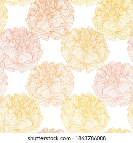 Elegant seamless pattern with marigold flowers, design elements. Floral  pattern for invitations, cards, print, gift wrap, manufacturing, textile, fabric, wallpapers