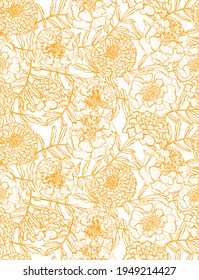 Elegant seamless pattern with marigold flowers, design elements. Floral  pattern for invitations, cards, print, gift wrap, manufacturing, textile, fabric, wallpapers