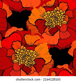 Elegant seamless pattern with marigold flowers, design elements. Floral  pattern for invitations, cards, print, gift wrap, manufacturing, textile, fabric, wallpapers