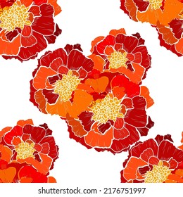 Elegant seamless pattern with marigold flowers, design elements. Floral  pattern for invitations, cards, print, gift wrap, manufacturing, textile, fabric, wallpapers