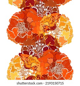 Elegantes, nahtloses Muster mit Ringelblumen, Designelementen. Blumenmuster für Einladungen, Karten, Druck, Geschenkverpackungen, Herstellung, Textilien, Gewebe, Wallpaper