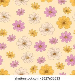 Elegant seamless pattern with minimal line art flowers. Perfect for textiles, branding, packaging, and modern design projects