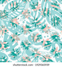 Elegante patrón impecable con el collage de diseño exótico moderno, elementos de diseño. Patrón floral para invitaciones, tarjetas, impresiones, envoltura de regalo, manufactura, textiles, tela, papel pintado. Tendencias de color de 2021