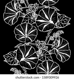 Elegant seamless pattern with morning glory flowers, design elements. Floral  pattern for invitations, cards, print, gift wrap, manufacturing, textile, fabric, wallpapers
