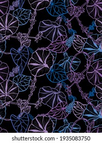 Elegant seamless pattern with morning glory flowers, design elements. Floral  pattern for invitations, cards, print, gift wrap, manufacturing, textile, fabric, wallpapers
