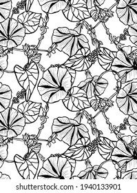Elegantes, nahtloses Muster mit herrlichen Morgenblumen, Design-Elementen. Blumenmuster für Einladungen, Karten, Druck, Geschenkverpackungen, Herstellung, Textilien, Gewebe, Wallpaper