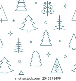 Elegant seamless pattern with New year trees. Simple tamplate vector design.