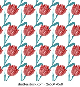 Elegant seamless pattern with oil painted red tulip flowers, design elements. Floral pattern for wedding invitations, greeting cards, scrapbooking, print, gift wrap, manufacturing
