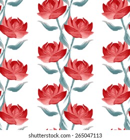 Elegant seamless pattern with oil painted red rose flowers, design elements. Floral pattern for wedding invitations, greeting cards, scrapbooking, print, gift wrap, manufacturing