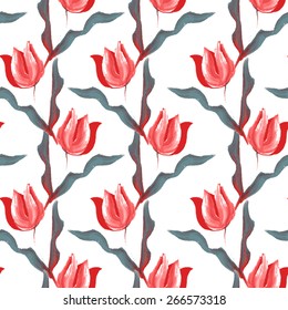 Elegant seamless pattern with oil painted red tulip flowers, design elements. Floral pattern for wedding invitations, greeting cards, scrapbooking, print, gift wrap, manufacturing