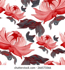 Elegant seamless pattern with oil painted peony flowers, design elements. Floral pattern for wedding invitations, greeting cards, scrapbooking, print, gift wrap, manufacturing