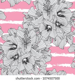 Elegant seamless pattern with oleander flowers, design elements. Floral  pattern for invitations, cards, print, gift wrap, manufacturing, textile, fabric, wallpapers