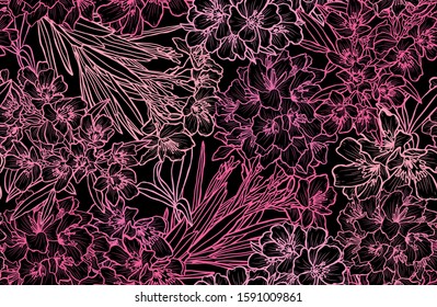 Elegant seamless pattern with oleander flowers, design elements. Floral  pattern for invitations, cards, print, gift wrap, manufacturing, textile, fabric, wallpapers