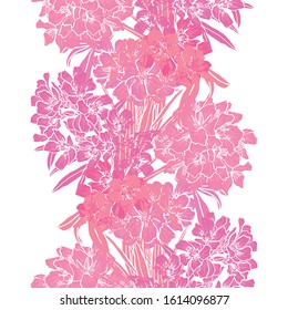 Elegant seamless pattern with oleander flowers, design elements. Floral  pattern for invitations, cards, print, gift wrap, manufacturing, textile, fabric, wallpapers