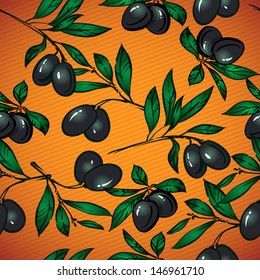 elegant seamless pattern with olive branches for your menu design 