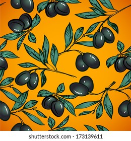elegant seamless pattern with olive branches for your menu design