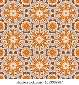 Elegant seamless pattern in orange brown for decoration. Print for paper wallpaper, tiles, textiles, neckerchief. 