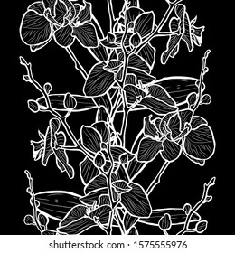Elegant seamless pattern with orchid flowers, design elements. Floral  pattern for invitations, cards, print, gift wrap, manufacturing, textile, fabric, wallpapers