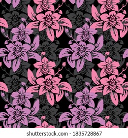 Elegant seamless pattern with orchid, orchid seamless, orchid pattern,  flowers, design elements. Floral  pattern for invitations, cards, print, gift wrap, manufacturing, textile, fabric, wallpapers